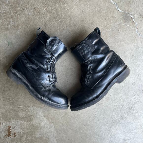 VINTAGE BLACK MILITARY PARATROOPER JUMP BOOTS COMBAT GORE-TEX ARMY MENS 10 ZIP - Picture 1 of 7